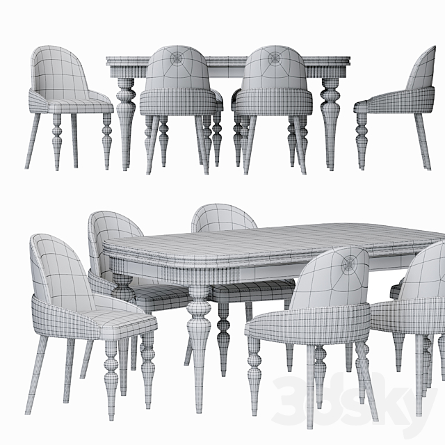 capella dining chair 3DS Max Model - thumbnail 5