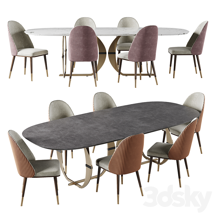 Capital Collection CONVIVIO Oval dining table and Chair 3DS Max - thumbnail 1