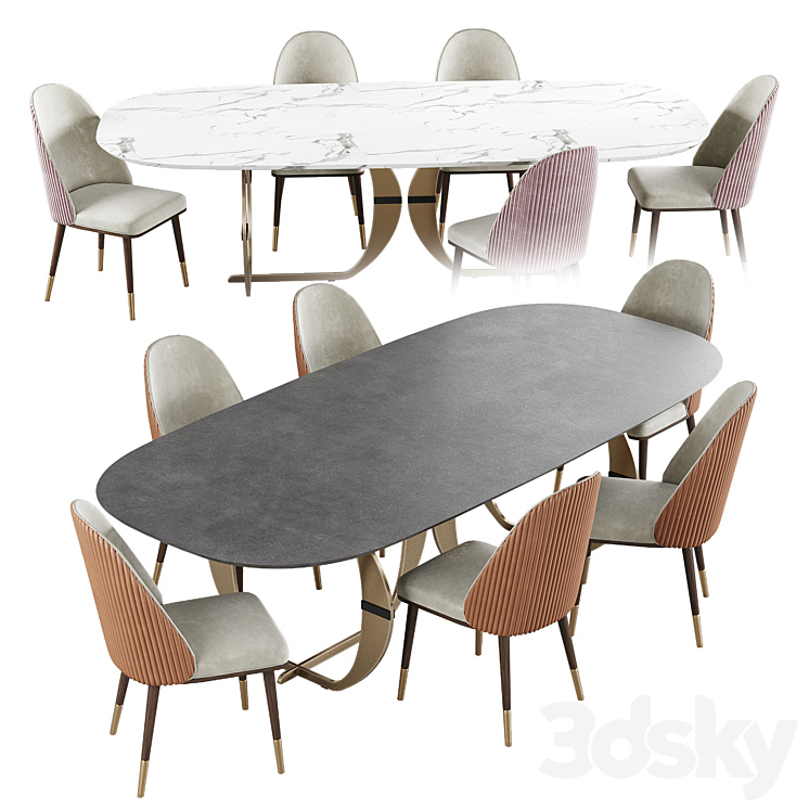 Capital Collection CONVIVIO Oval dining table and Chair 3DS Max - thumbnail 2