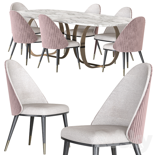 Capital Collection Convivio Table and Diva Chair Dining Set 3DS Max Model - thumbnail 1