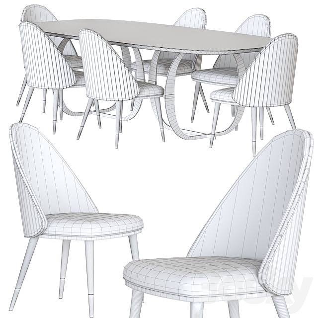 Capital Collection Convivio Table and Diva Chair Dining Set 3DS Max Model - thumbnail 2