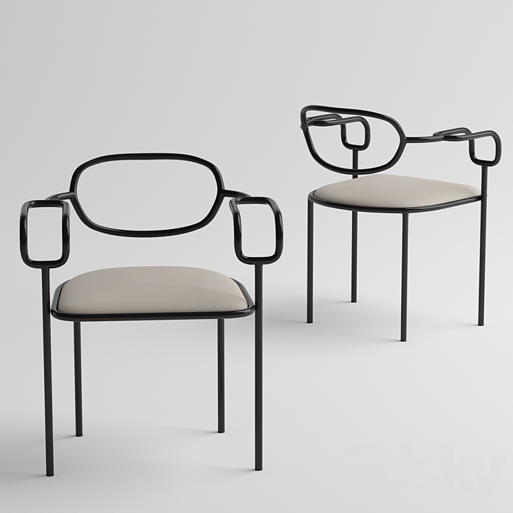 Cappellini 01 chair and Cappellini Dolmen table 3DS Max - thumbnail 2