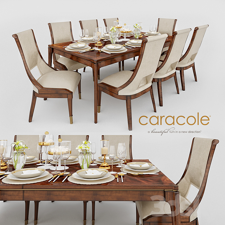 Caracole Open Invitation Dining Table & Caracole In Good Company Dining Chair 3DS Max - thumbnail 1