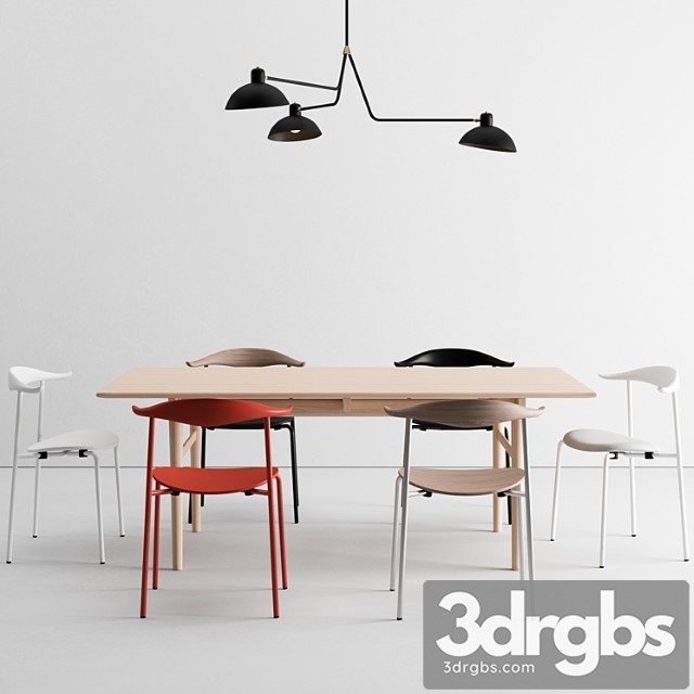 Carl hansen dining set + waldorf triple light 2 3dsmax Download - thumbnail 1