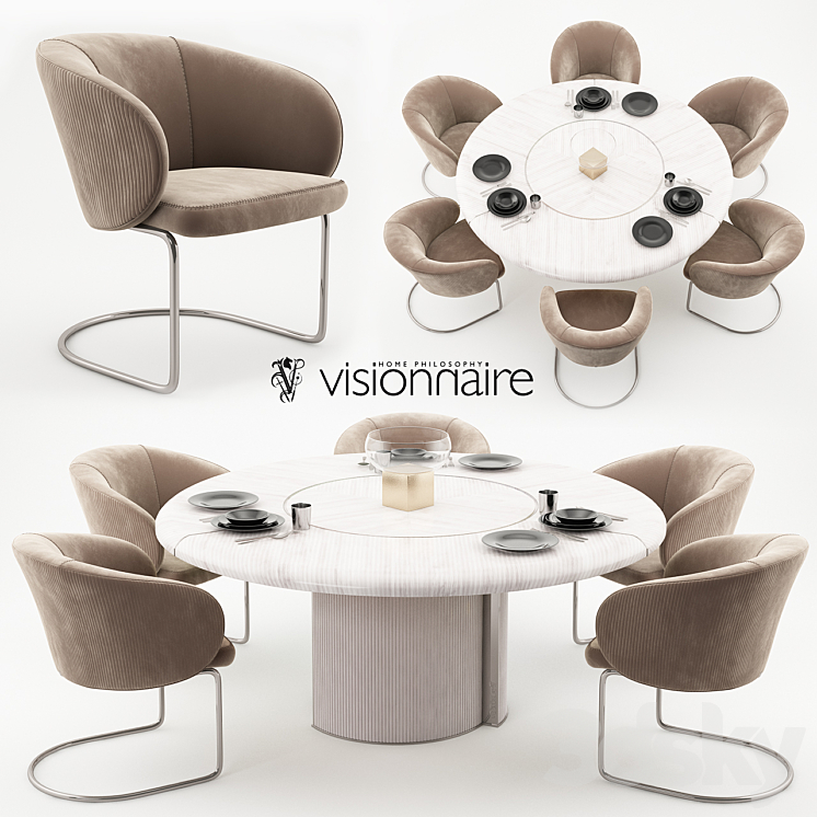 Carmen chairs and Opera table – Visionnaire Home Philosophy 3DS Max - thumbnail 1