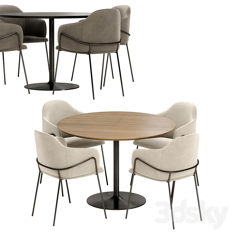 carver dining chair with Anderson table 3DS Max Model - thumbnail 2