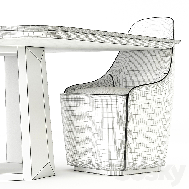 Casamilano KANDINSKY table and chairs CHARLOTTE 3ds Max - thumbnail 3