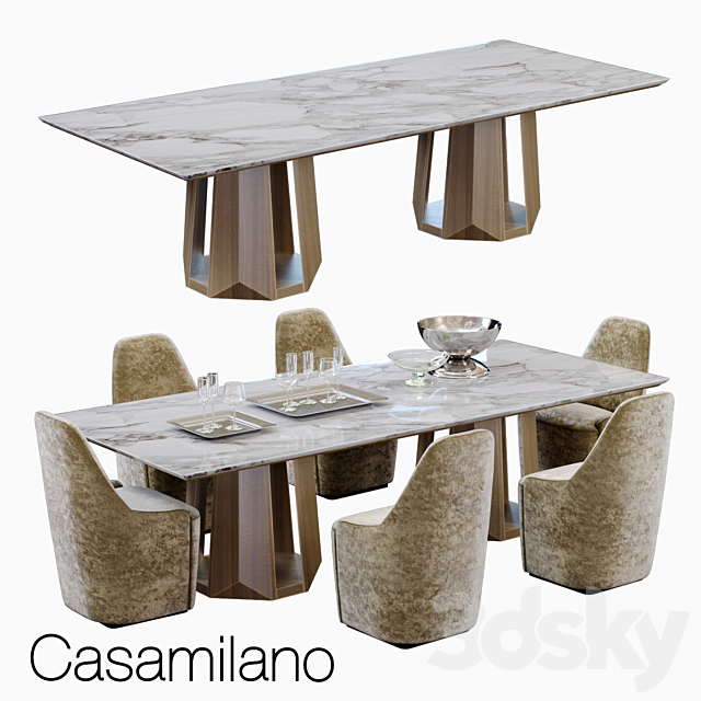 casamilano kandinsky table with charlotte chair 3ds Max - thumbnail 1