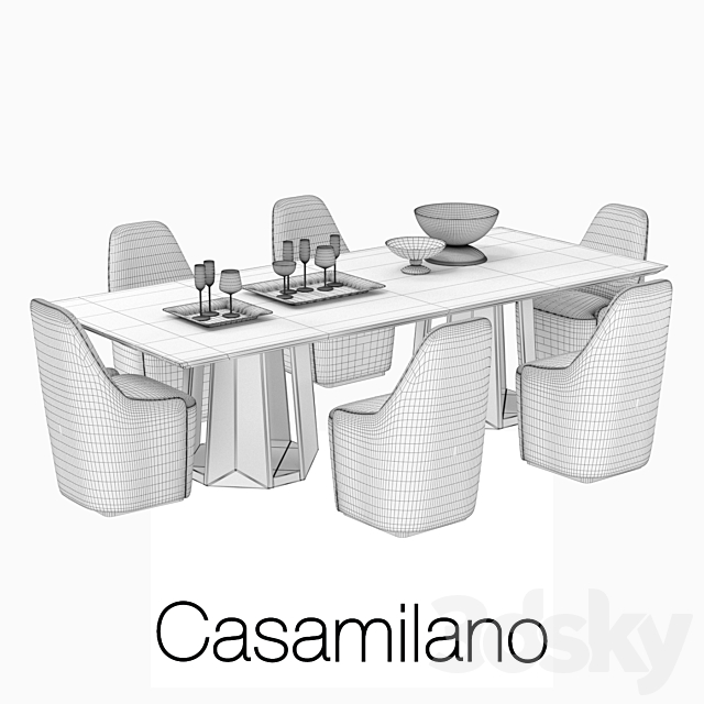 casamilano kandinsky table with charlotte chair 3ds Max - thumbnail 3