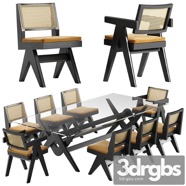 Cassina Capitol Complex Table Chair Set 3dsmax Download - thumbnail 1