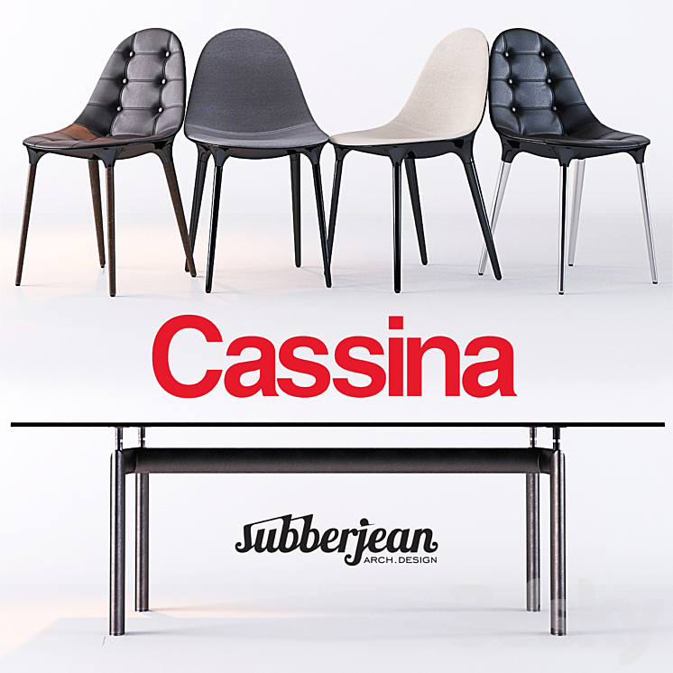 Cassina Caprice Chairs \/ LC6 Table 3DS Max - thumbnail 1