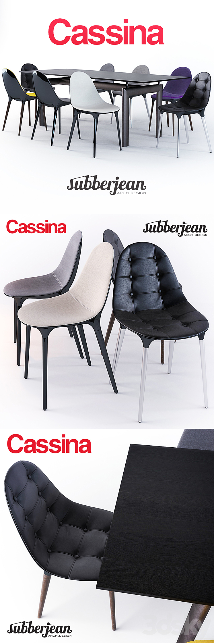 Cassina Caprice Chairs \/ LC6 Table 3DS Max - thumbnail 2