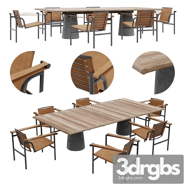 Cassina Lc1 Outdoor Chair And Dine Out Table 3dsmax Download - thumbnail 1