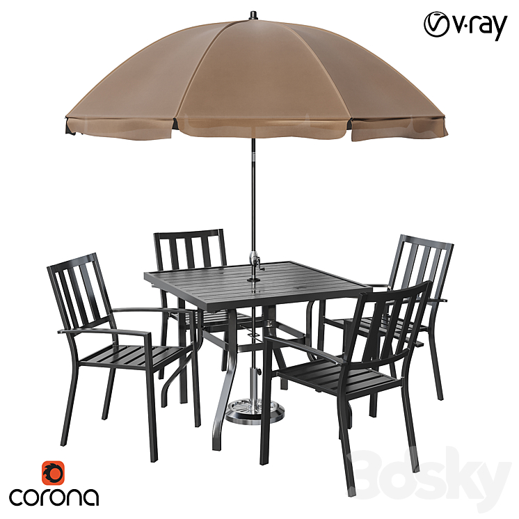 Castanon Rectangular Dining Set 3DS Max Model - thumbnail 1