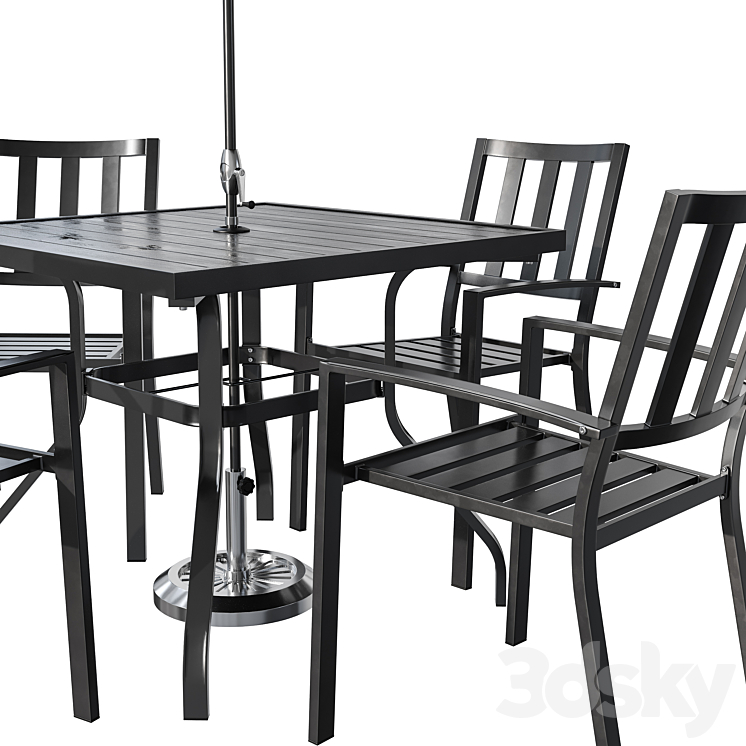 Castanon Rectangular Dining Set 3DS Max Model - thumbnail 2