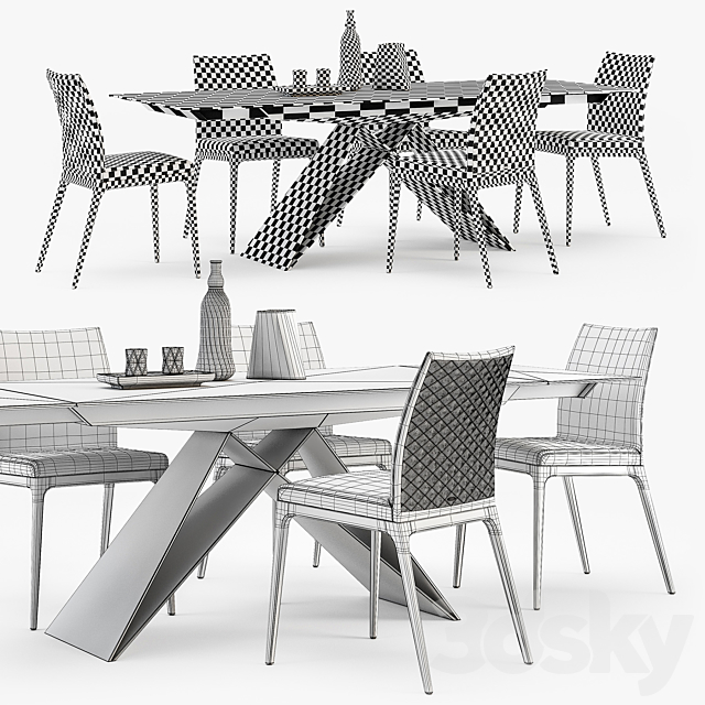 Cattelan Italia Arcadia couture chair Premier table 3DSMax File - thumbnail 3