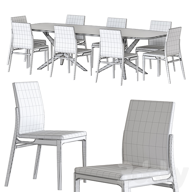 Cattelan Italia Atlantis Crystalart Table and Ginevra Chair Dining Set 3DSMax File - thumbnail 2