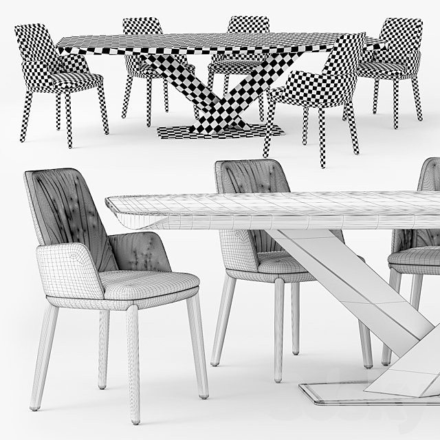 Cattelan Italia Belinda armchair Stratos table set 3DSMax File - thumbnail 3