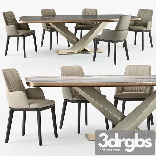 Cattelan italia belinda armchair stratos table set - thumbnail 1