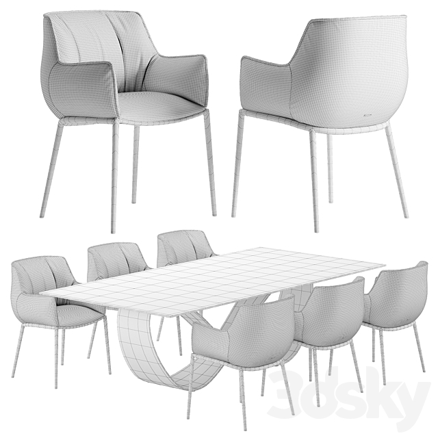 Cattelan Italia Butterfly table Rhonda chair set 3DSMax File - thumbnail 5