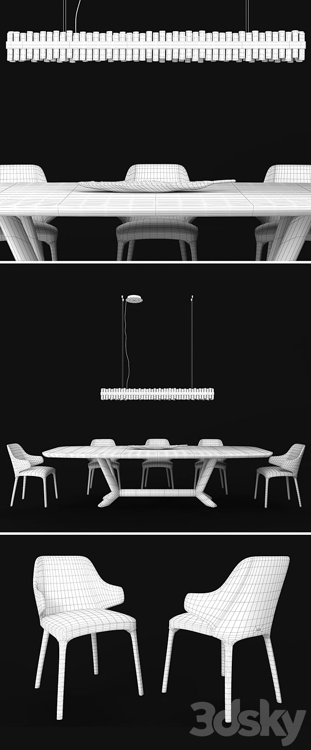 Cattelan italia dining set 3DS Max Model - thumbnail 3