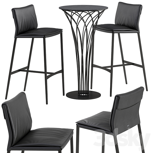 Cattelan italia Isabel barstool Nido table set 3DSMax File - thumbnail 1