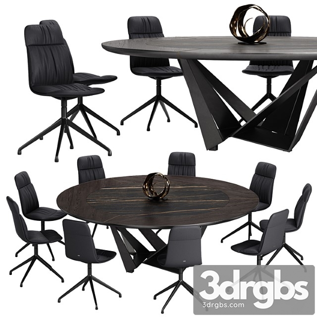 Cattelan italia kelly chair skorpio ker wood round table set 2 3dsmax Download - thumbnail 1