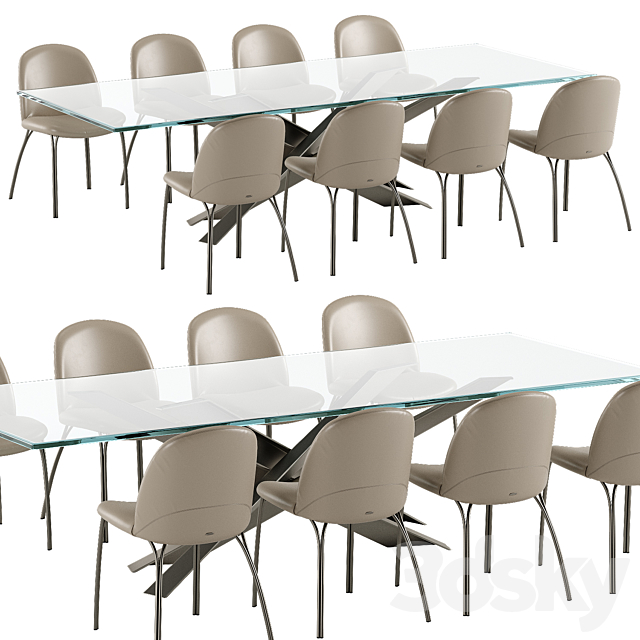 Cattelan Italia Lancer table Holly chair set 3DSMax File - thumbnail 4