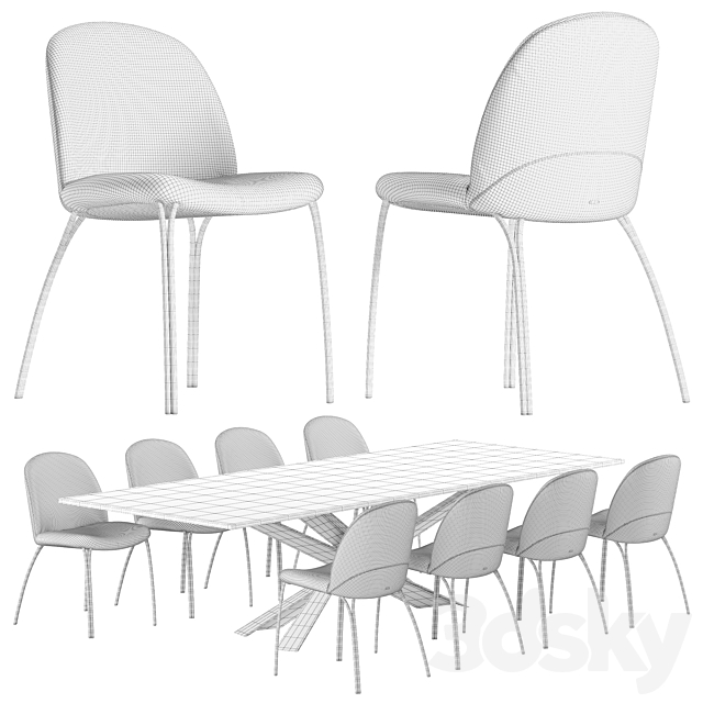 Cattelan Italia Lancer table Holly chair set 3DSMax File - thumbnail 6