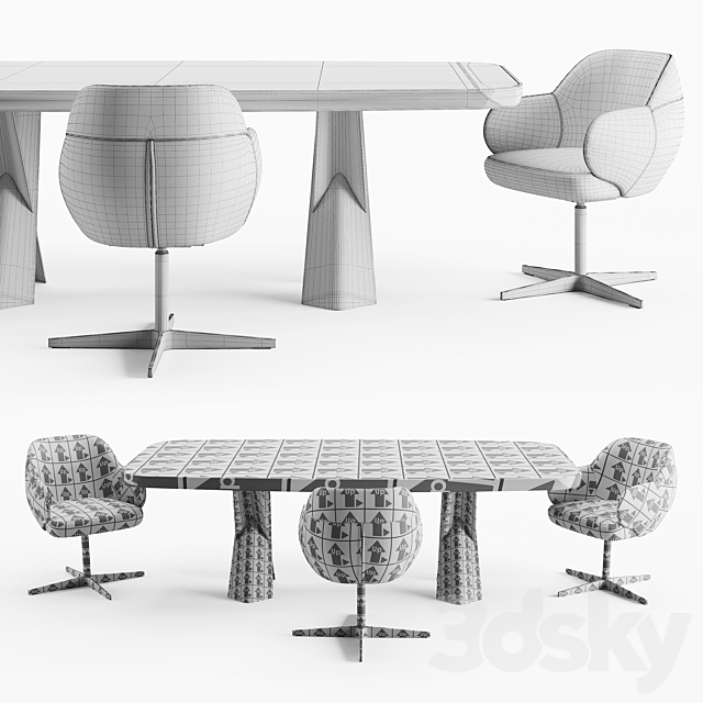 Cattelan Italia Mad Max Keramik Premium table and Bombe X chair 3DSMax File - thumbnail 3