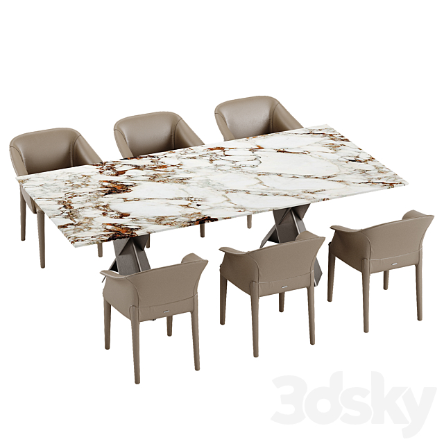 Cattelan Italia Mad Max Keramik table Zuleika chair set 3DSMax File - thumbnail 3