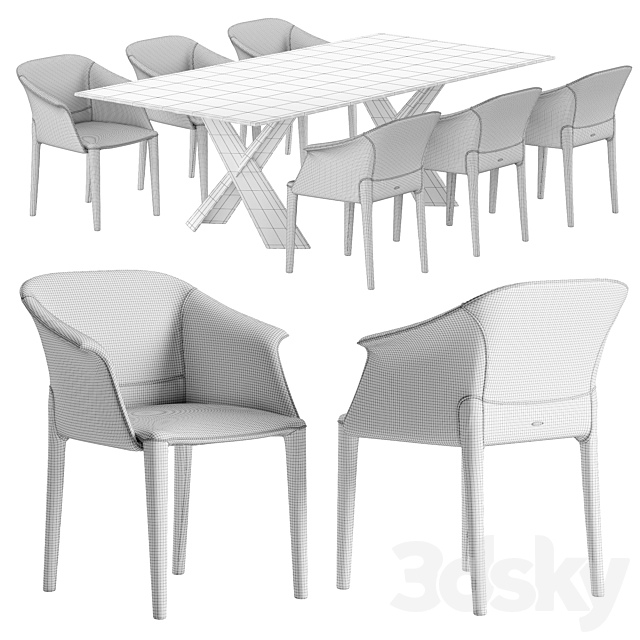 Cattelan Italia Mad Max Keramik table Zuleika chair set 3DSMax File - thumbnail 5