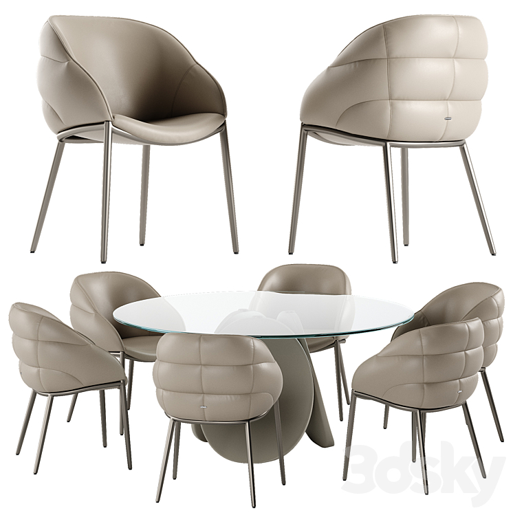 Cattelan Italia Maxim table Camilla chair set 3DS Max Model - thumbnail 1