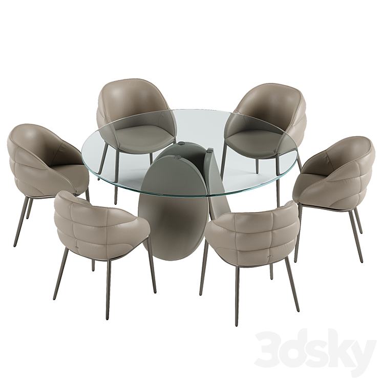 Cattelan Italia Maxim table Camilla chair set 3DS Max Model - thumbnail 2