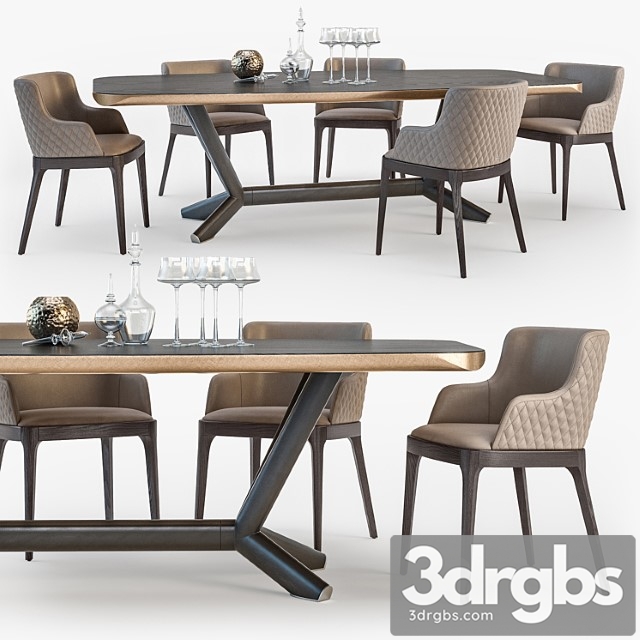 Cattelan Italia Planer Table Magda Armchair Set01 1 3dsmax Download - thumbnail 1