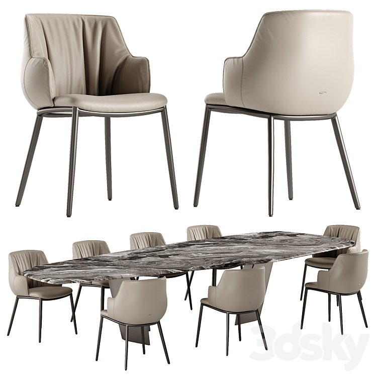 Cattelan Italia Senator table Rihanna chair set 3DS Max Model - thumbnail 1