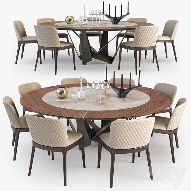 Cattelan Italia Skorpio round table Magda chair set 3DSMax File - thumbnail 1