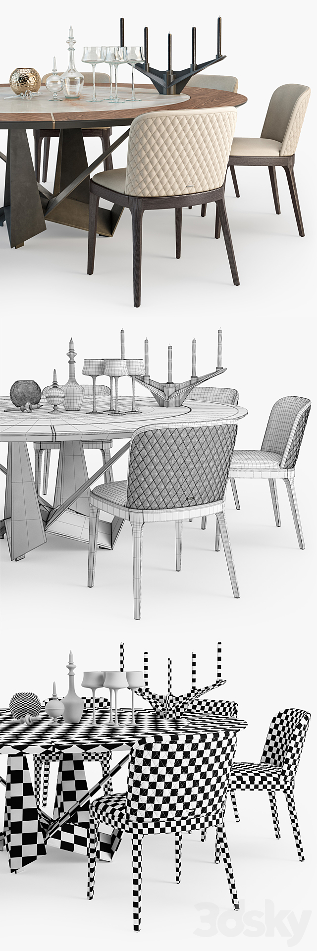 Cattelan Italia Skorpio round table Magda chair set 3DSMax File - thumbnail 3