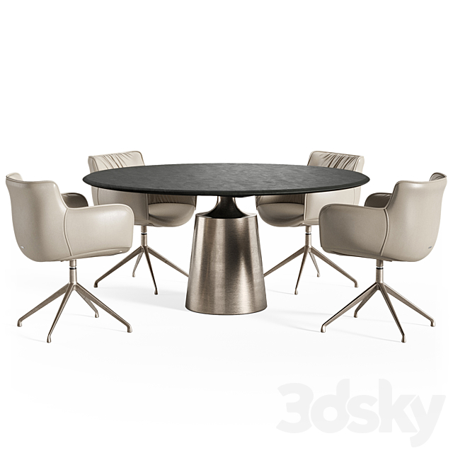 Cattelan Italia Yoda Argile table Rhonda chair 3DS Max Model - thumbnail 2