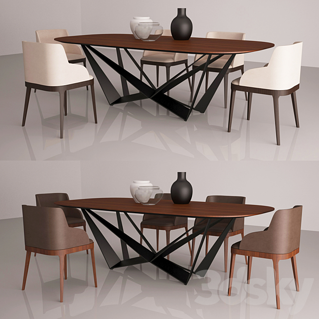 Cattelan Skorpio table and chair Magda 3DS Max Model - thumbnail 2