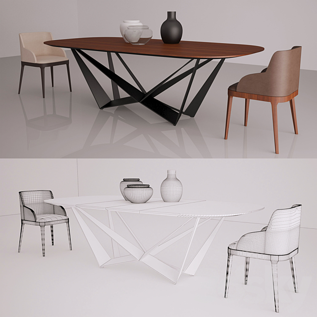 Cattelan Skorpio table and chair Magda 3DS Max Model - thumbnail 3