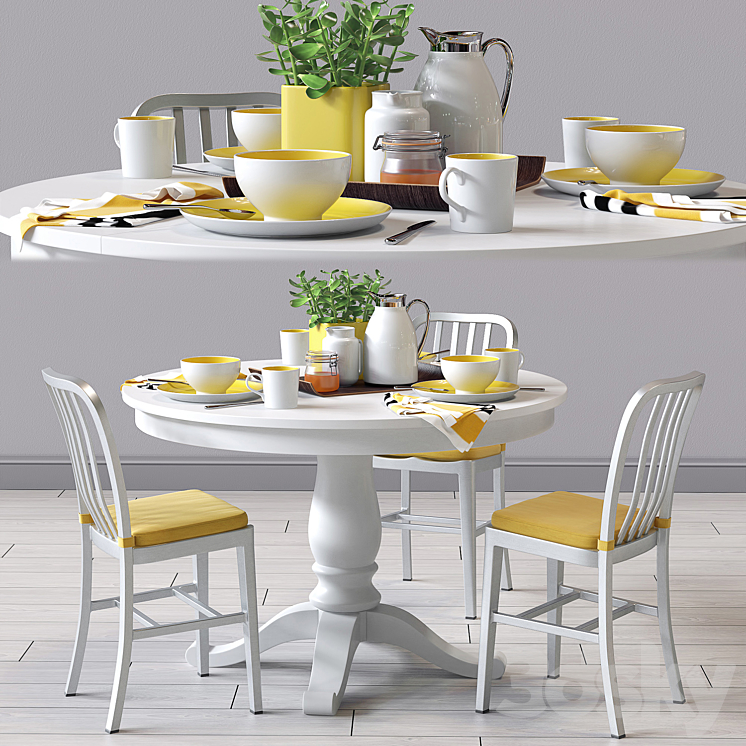 C&B Delta Dinning Chair and Avalon Table 3DS Max - thumbnail 1