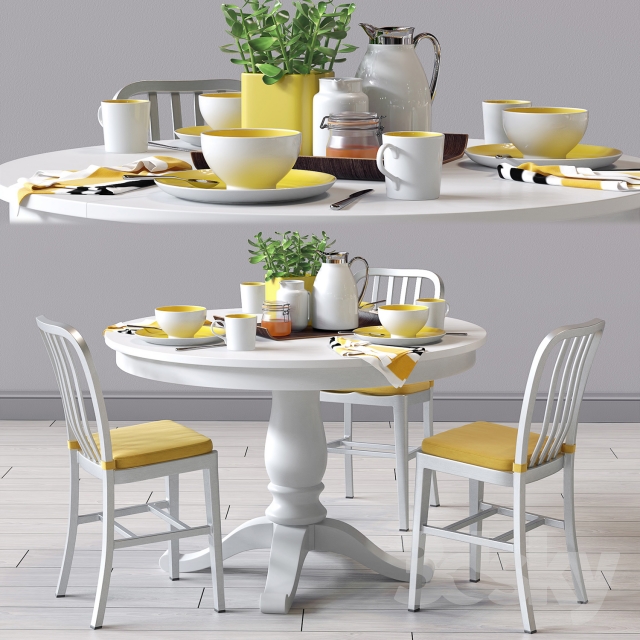 C&B Delta Dinning Chair and Avalon Table 3DS Max - thumbnail 3