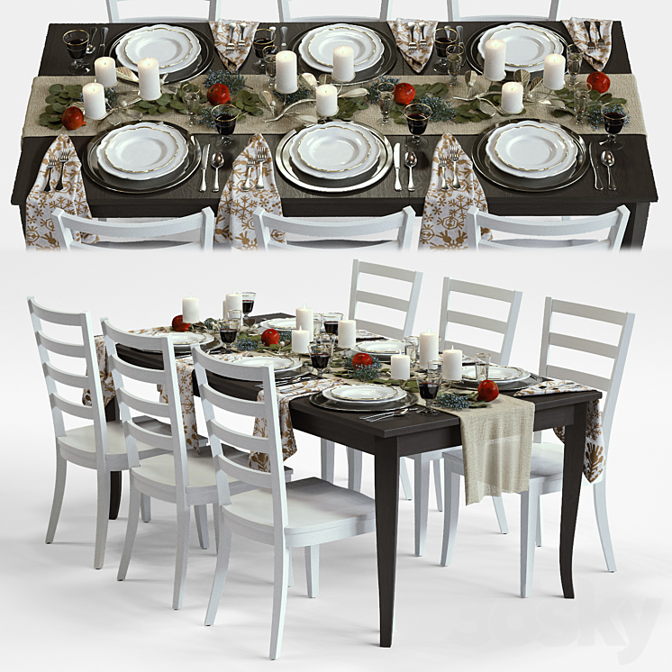 C&B Traditional Holiday Table 3DS Max - thumbnail 1