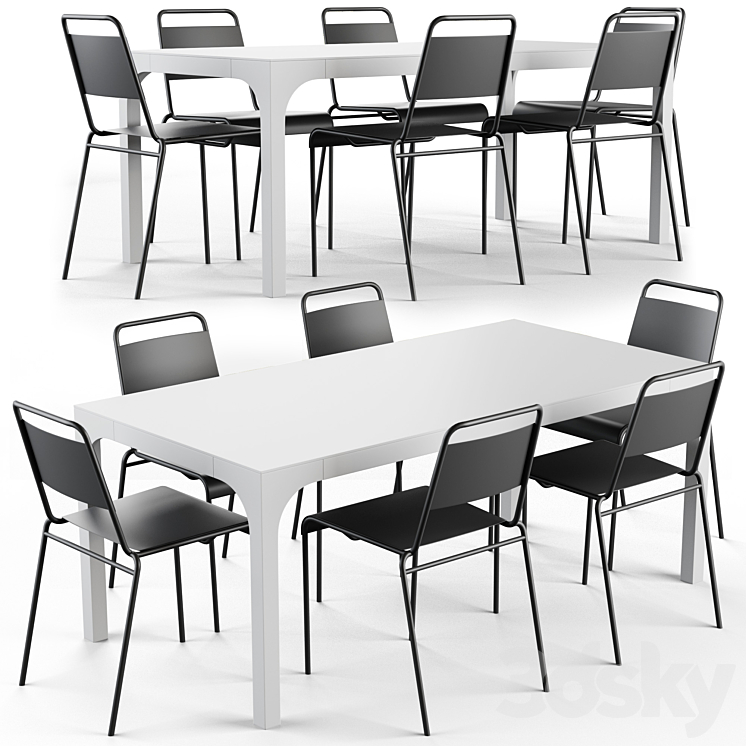 CB2 Aqua Virgio Dining table set 3DS Max - thumbnail 1