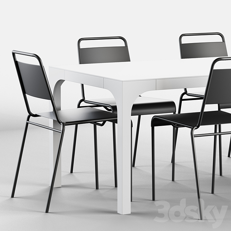 CB2 Aqua Virgio Dining table set 3DS Max - thumbnail 2