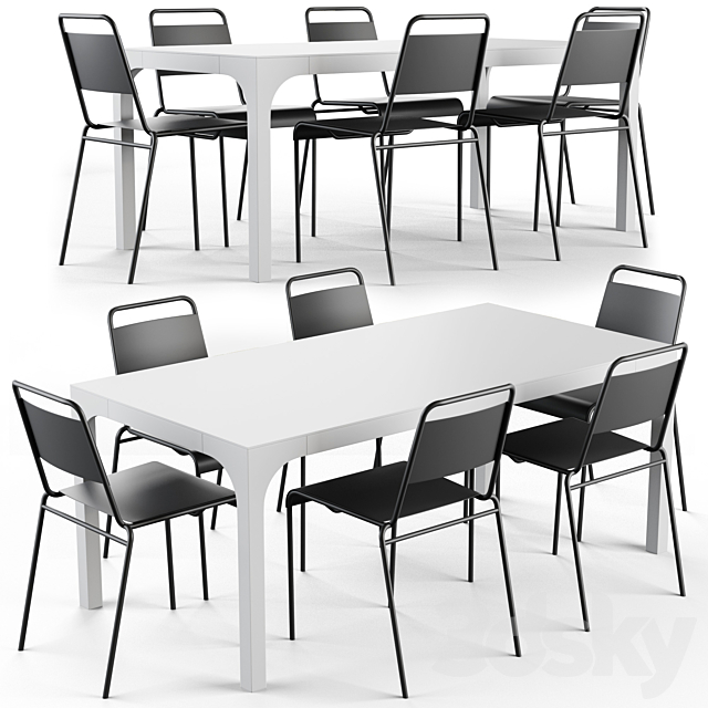 CB2 Aqua Virgio Dining table set 3DSMax File - thumbnail 1