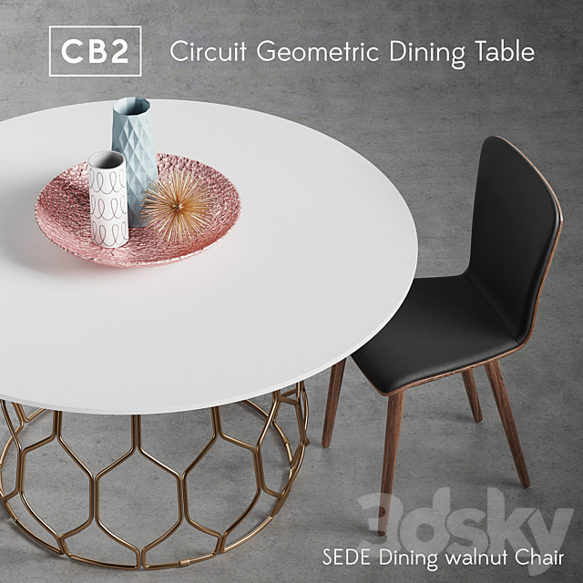 CB2 Circuit Geometric Dining Table 3ds Max - thumbnail 2