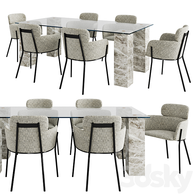 CB2 Dinning Set 3DSMax File - thumbnail 1