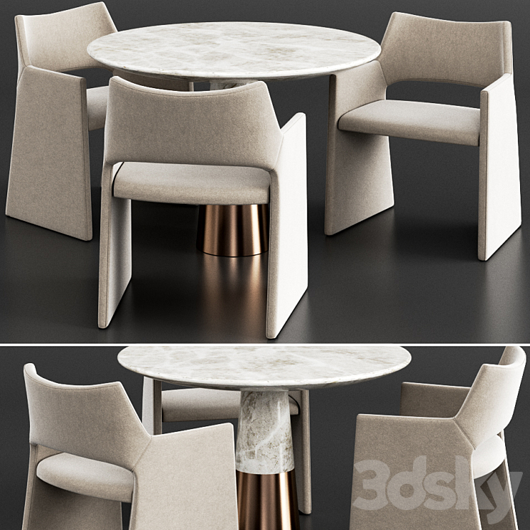 CB2 Dinning Set 4 3DS Max - thumbnail 1